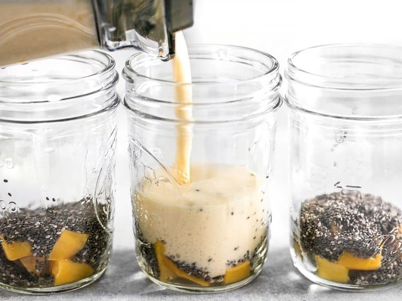 Pour Mango Coconut Puree into jars