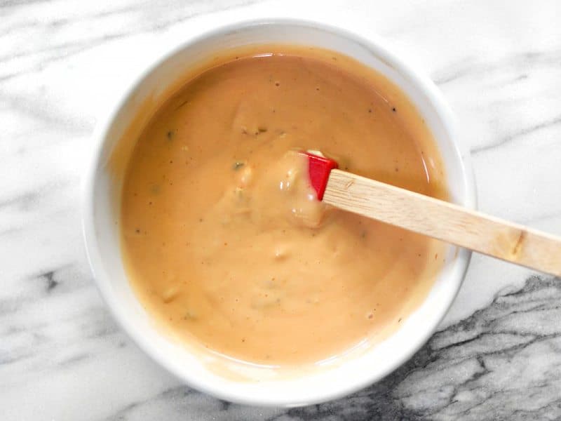 Animal Sauce dressing mixed in a bowl