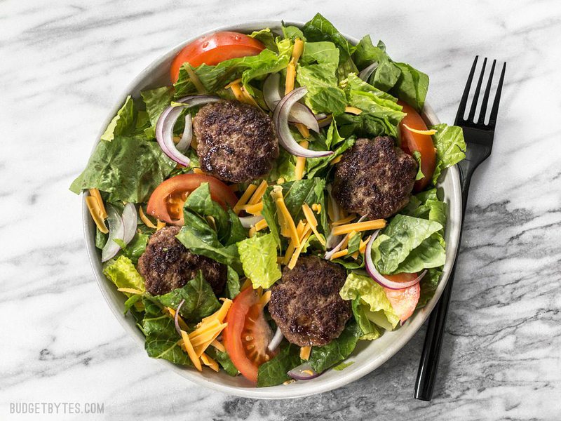 Finished Cheeseburger Salad in the bowl