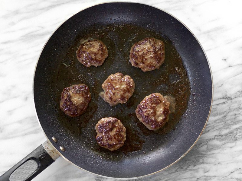 Cook mini burger patties in the skillet