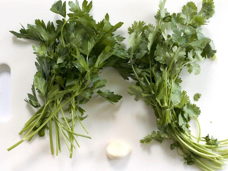 Fresh Parsley Cilantro and Garlic