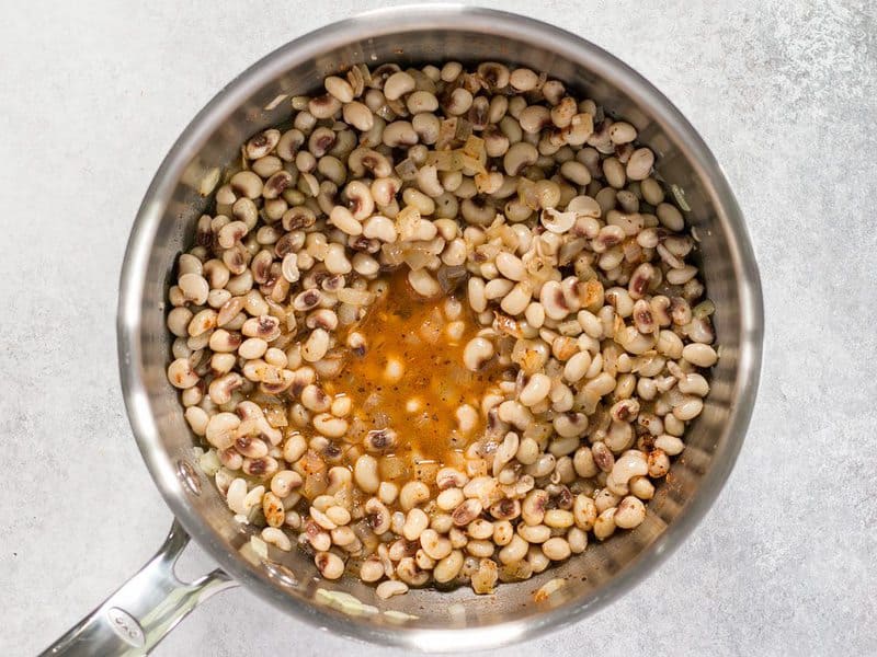 Peas with Water and Seasoning in the pot