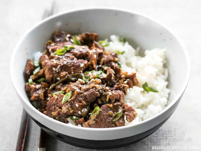 This tender, rich, and flavorful Slow Cooker Sesame Beef is extremely versatile and only requires a few ingredients that can be found at most grocery stores. BudgetBytes.com