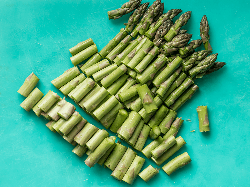 Chop Asparagus into 1-inch sections