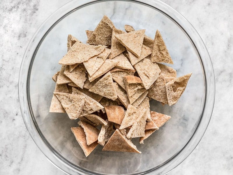 Cut Pita Bread Triangles in a bowl