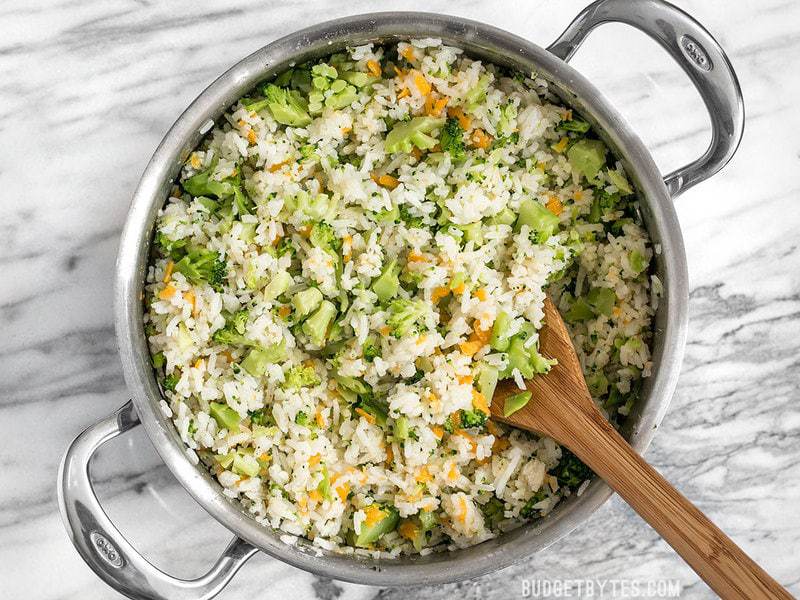 This Easy Cheesy Broccoli Rice is a fast and flavorful side when you don't have time to make a classic Broccoli Cheddar Casserole. BudgetBytes.com