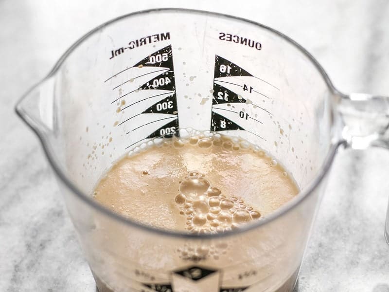 Proofed Yeast in a measuring cup