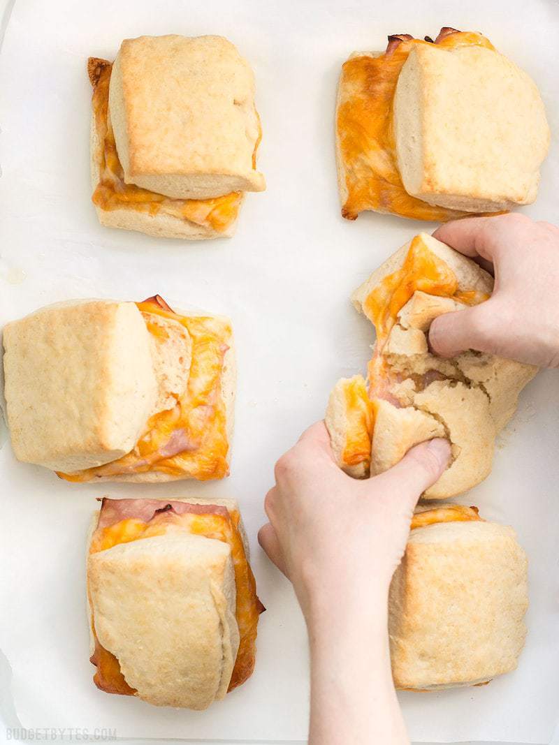 These Ham and Cheese Biscuits are a super indulgent, yet super easy treat for your weekend breakfast or to serve guests. BudgetBytes.com