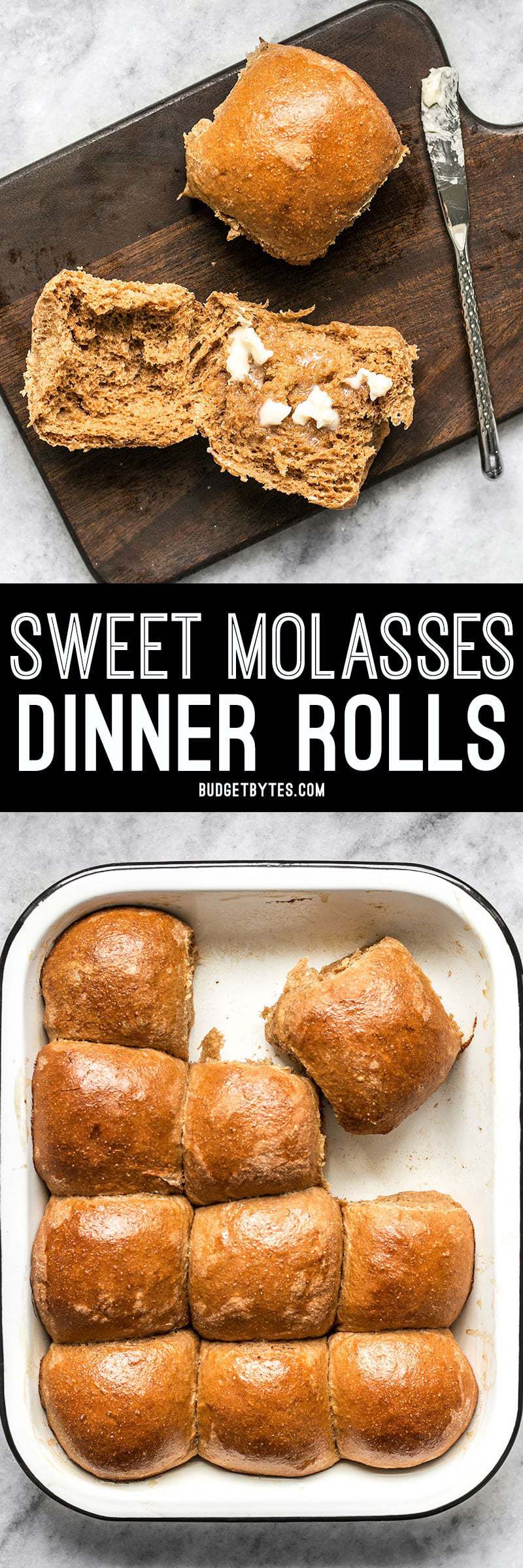 The earthy flavor and subtle sweetness of molasses makes these Sweet Molasses Dinner Rolls the perfect addition to your fall holiday table. BudgetBytes.com