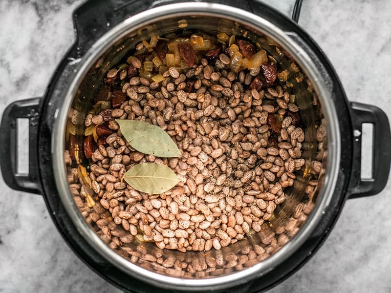 Beans Bay Leaves and Pepper in Instant Pot