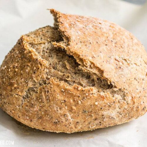 This simple Seeded No-Knead Bread is packed with seeds for extra texture, flavor, and nutrients! BudgetBytes.com