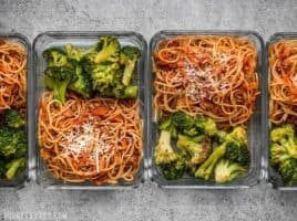 This simple Spaghetti Meal Prep is hiding a ton of good-for-you vegetables in a classic comforting dish. BudgetBytes.com