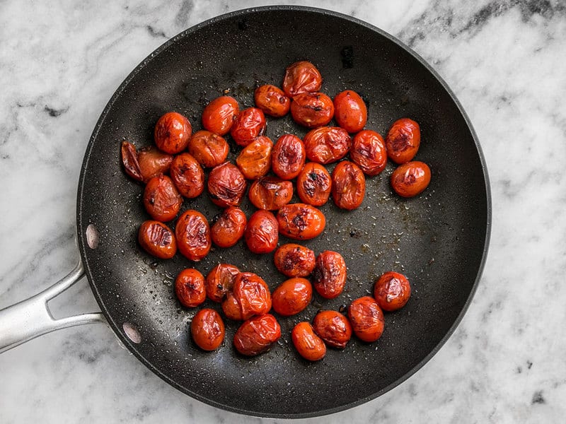 Blistered Tomatoes in skillet