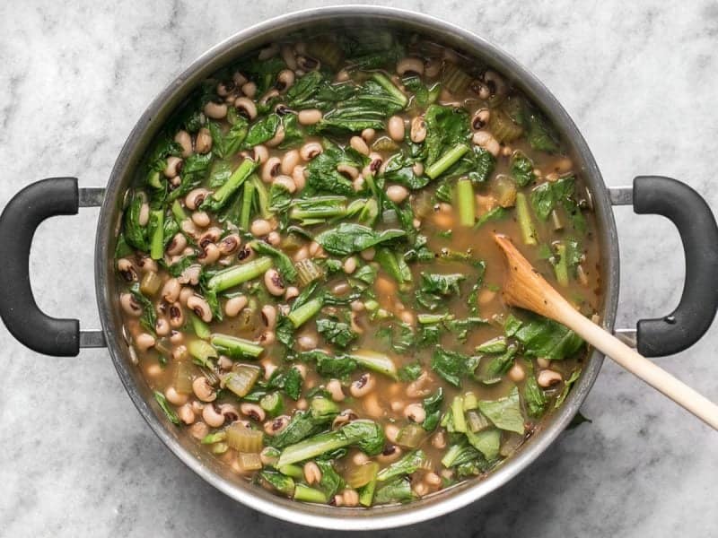 Add Mustard Greens to Black Eyed Peas