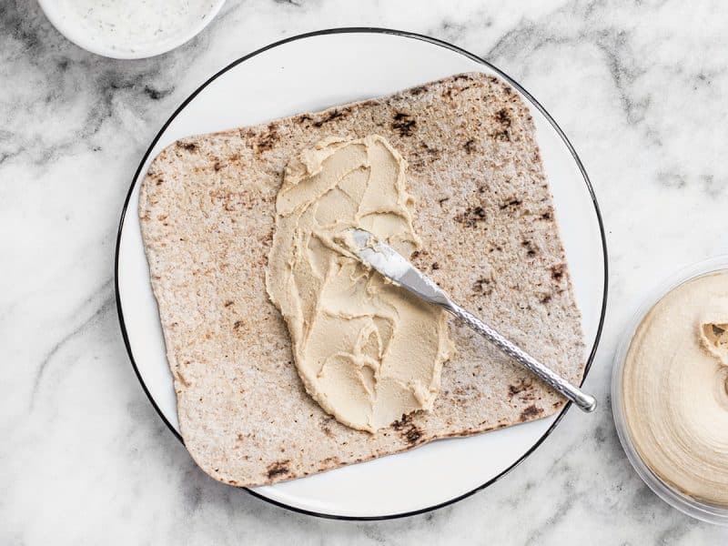 Spread Hummus on Flatbread