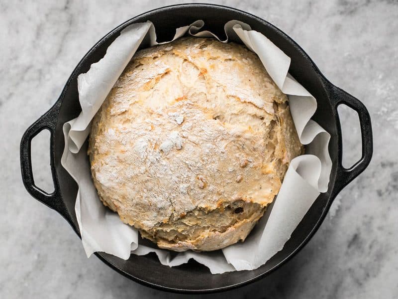 Tomato Basil No Knead Bread Baked for 30 min