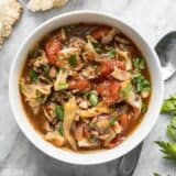 Light, but filling, this Beef and Cabbage Soup will fill you up without weighing you down, and will keep you warm from the inside out. BudgetBytes.com