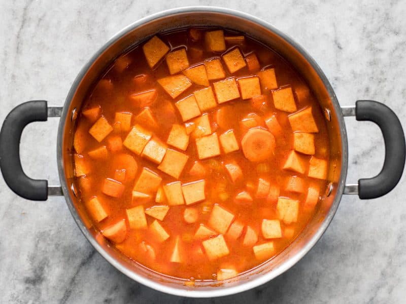 Add Vegetable Broth to Pot