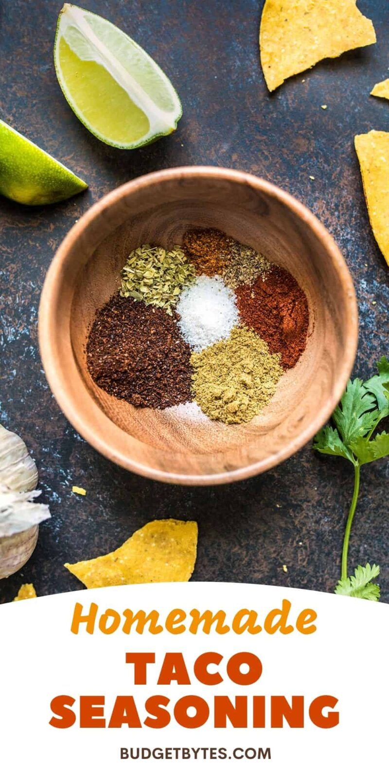 Overhead view of a bowl of spices, title text at the bottom