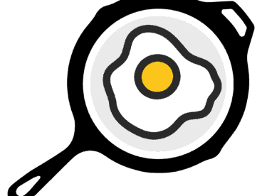 Frying pan with egg icon