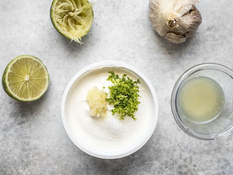 Add garlic lime and salt to sour cream