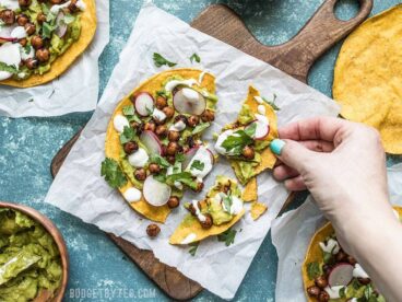 These cool and refreshing Spiced Chickpea Tostadas are the perfect almost no cook dinner for summer. Customize the toppings based on what you have on hand to make the most of leftovers! Budgetbytes.com