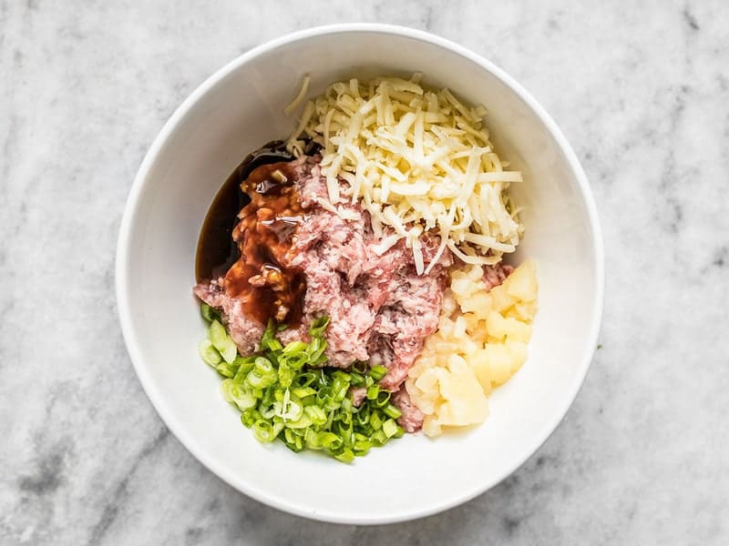 Hawaiian Burger Ingredients in a bowl