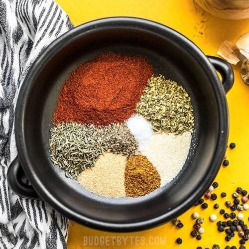 Homemade Cajun Seasoning ingredients in a bowl.