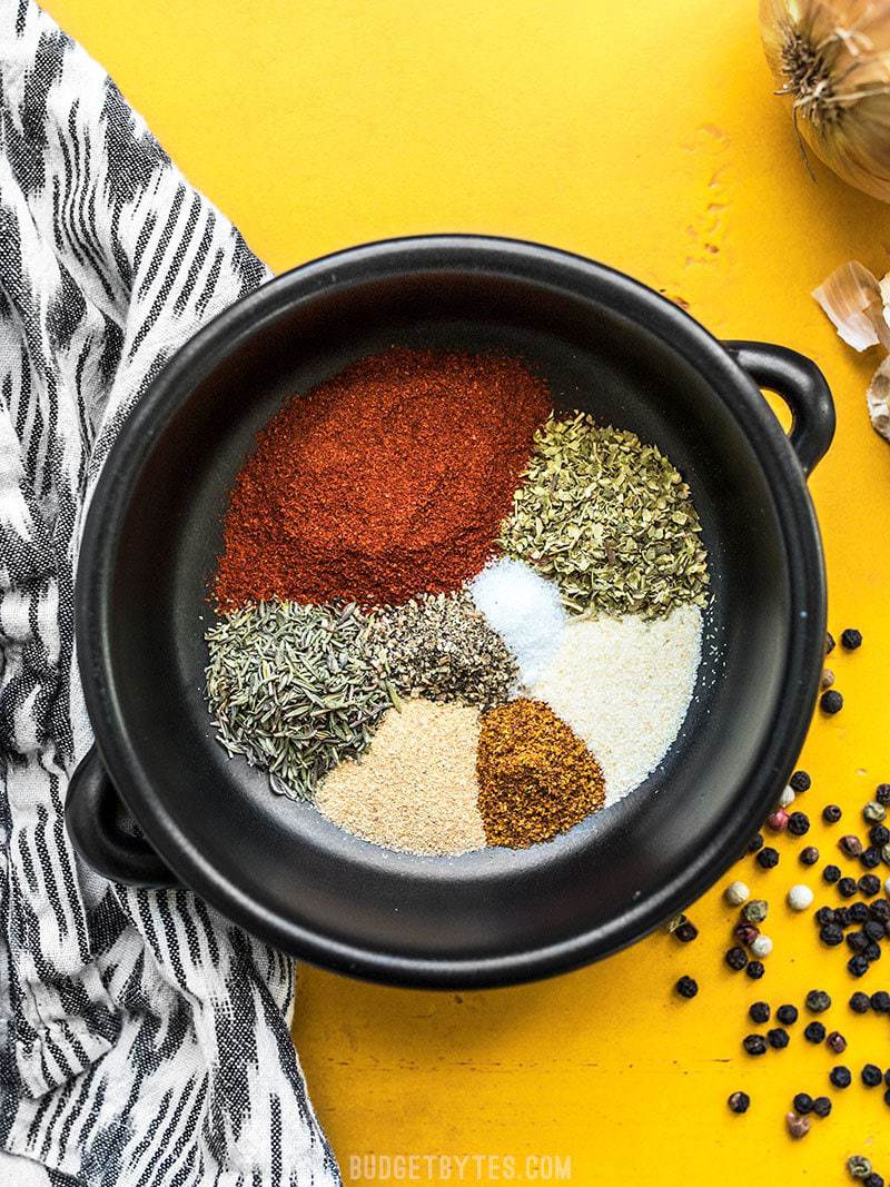 Homemade Cajun Seasoning individual ingredients in a bowl.