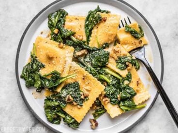 Close up of Ravioli with Sage Brown Butter Sauce