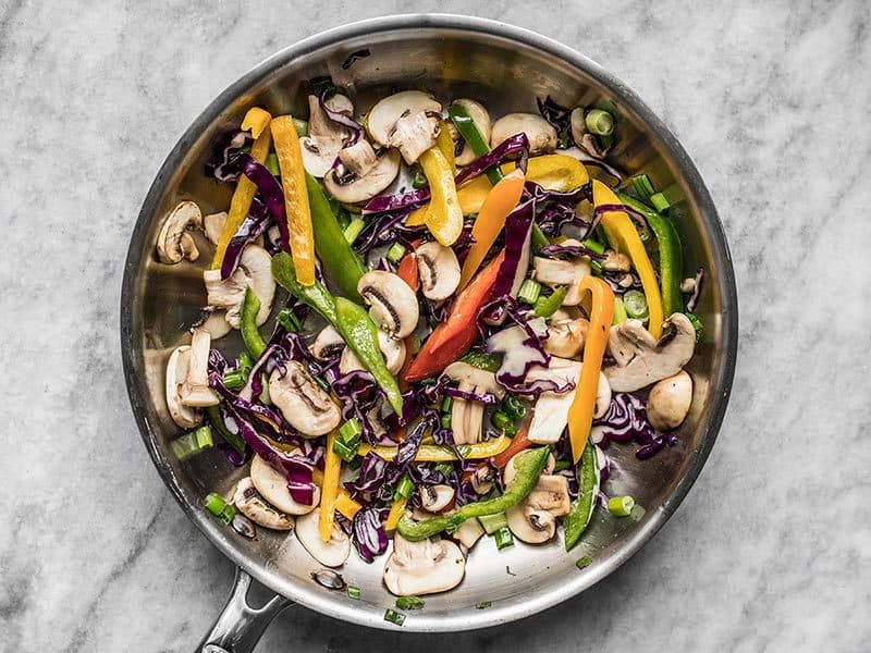 Briefly Stir Fried Vegetables in the skillet