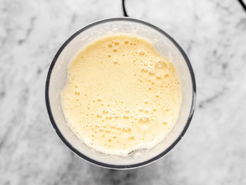 Prepared Dutch Baby batter in a blender