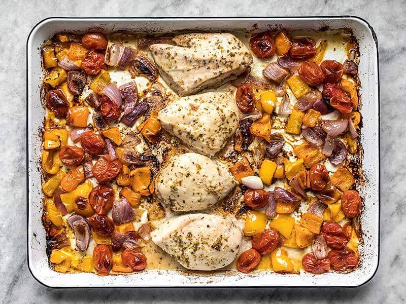 Baked Sheet Pan Greek Chicken and Vegetables