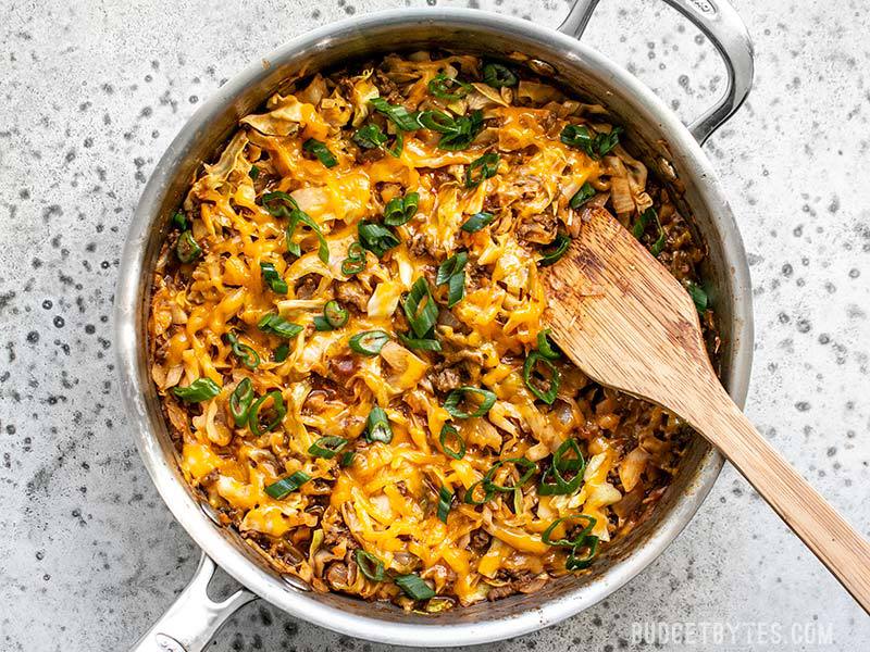 Finished BBQ Beef and Cabbage Skillet