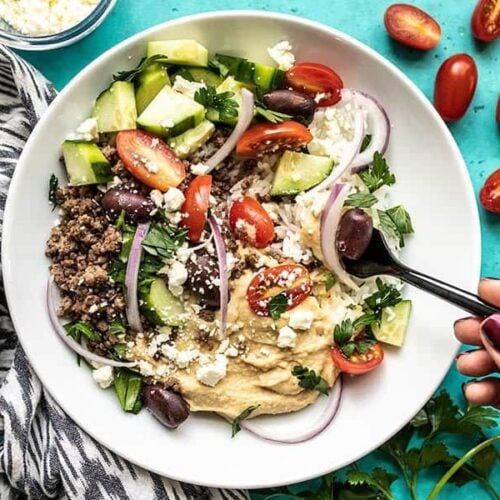 Mediterranean Hummus Bowl being eaten