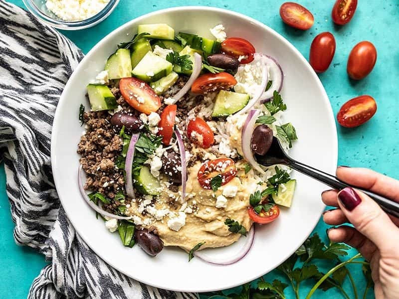 Mediterranean Hummus Bowl being eaten