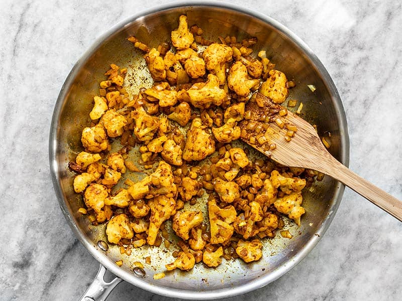 Add Cauliflower Florets to Skillet