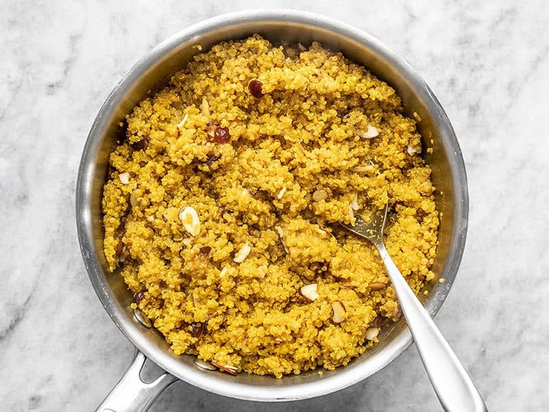 Cooked Quinoa and Cranberries Add Almonds