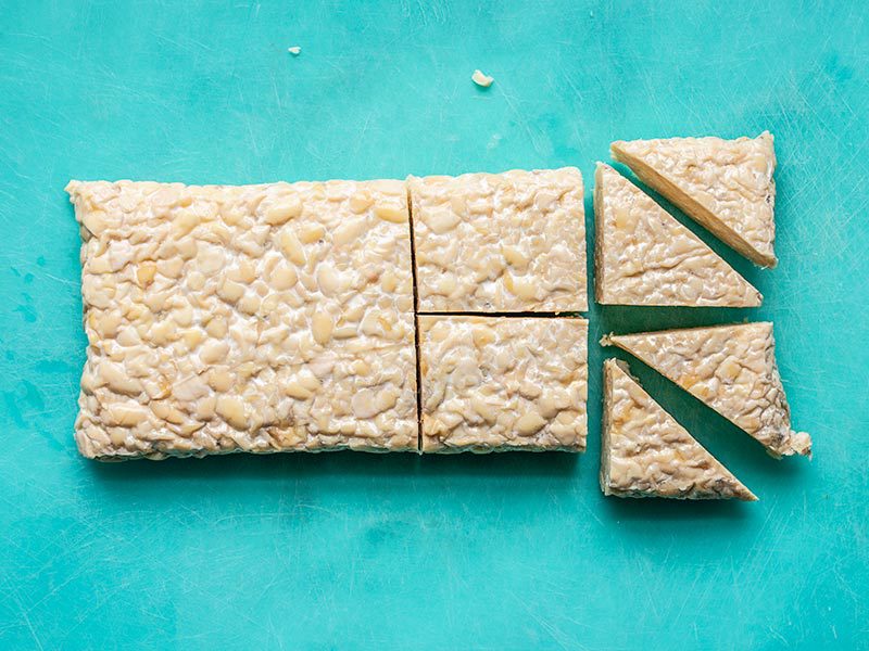 Cut Tempeh into Triangles