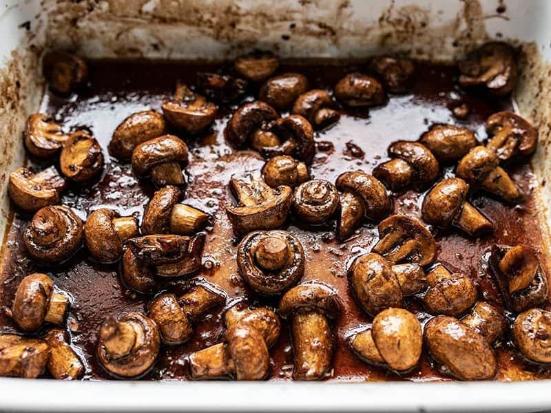 Finished Balsamic Roasted Mushrooms