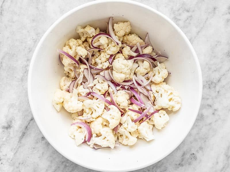 Raw Cauliflower and Red Onion