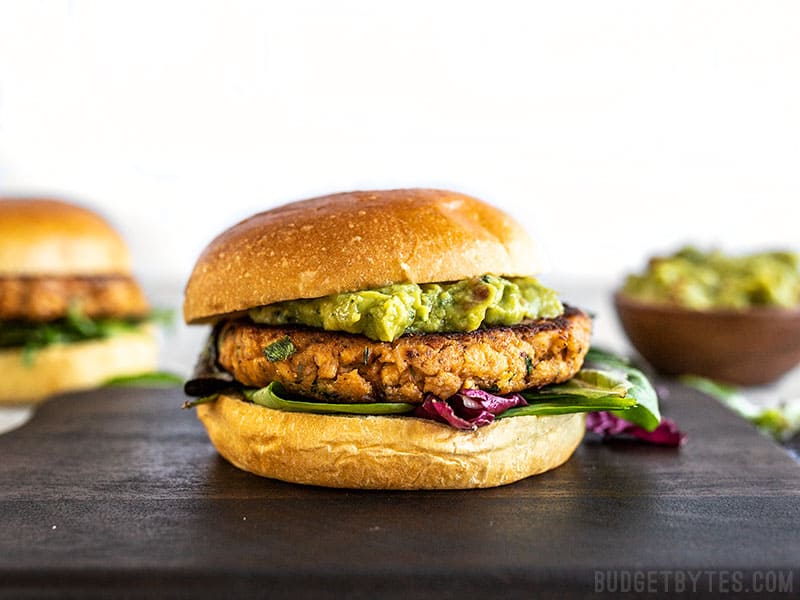 Cajun Salmon Burger from the side