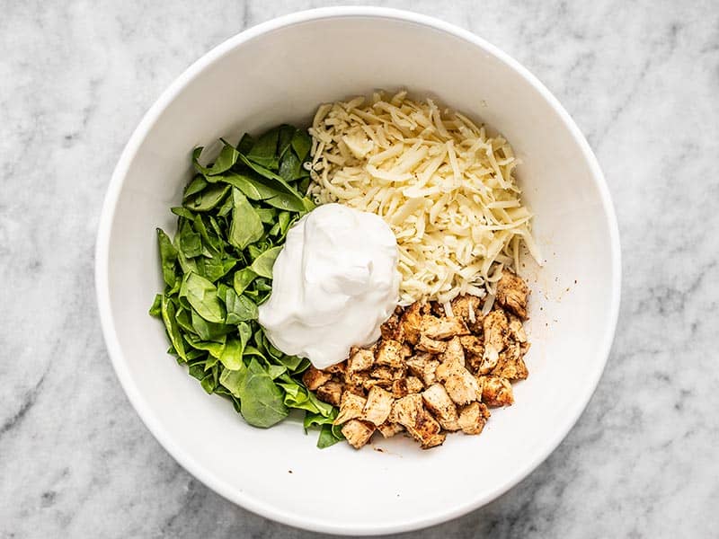 Quesadilla filling ingredients in a bowl