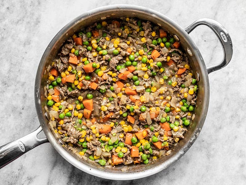 Finished Cottage Pie Filling in the Skillet