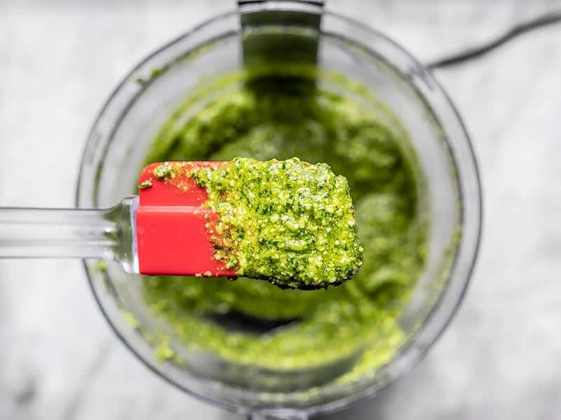 Finished Parsley Pesto close up on a spatula