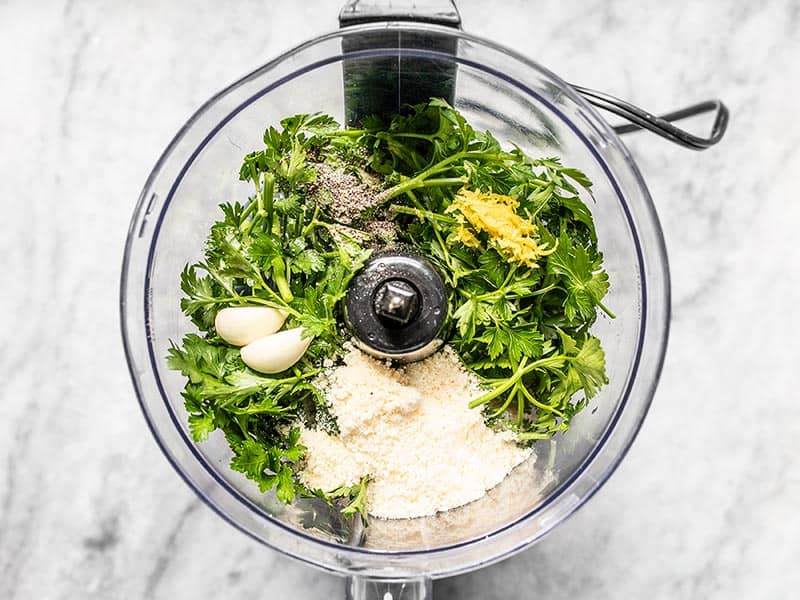 Pesto Ingredients in Food Processor