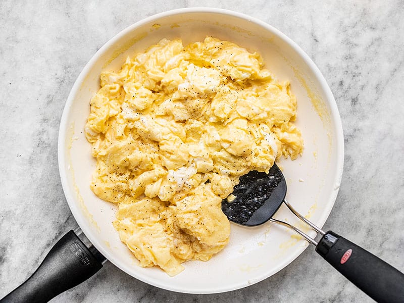 Scrambled Eggs Seasoned with Salt and Pepper