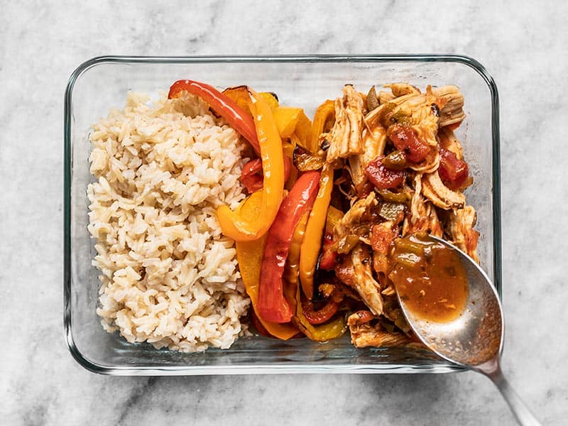 Spoon Salsa over Salsa Chicken Meal Prep Bowls