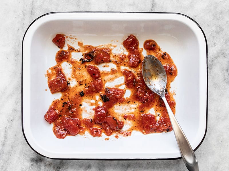 Spread Tomato mixture in baking dish