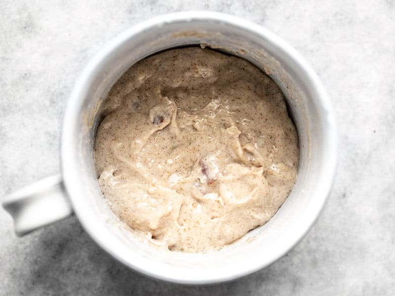 Cinnamon Nut Swirl Mug Cake Batter finished